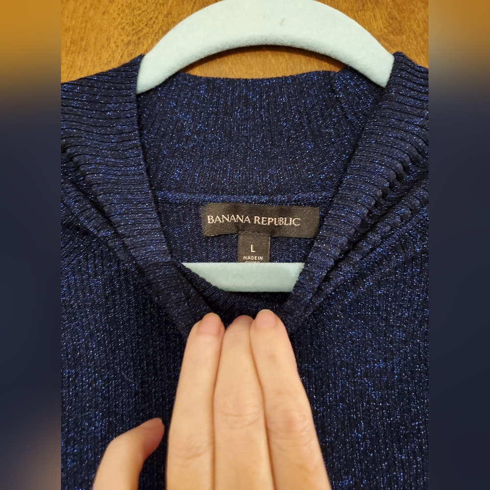 Banana Republic Sparkly midnight-blue funnel-neck sweater, size L